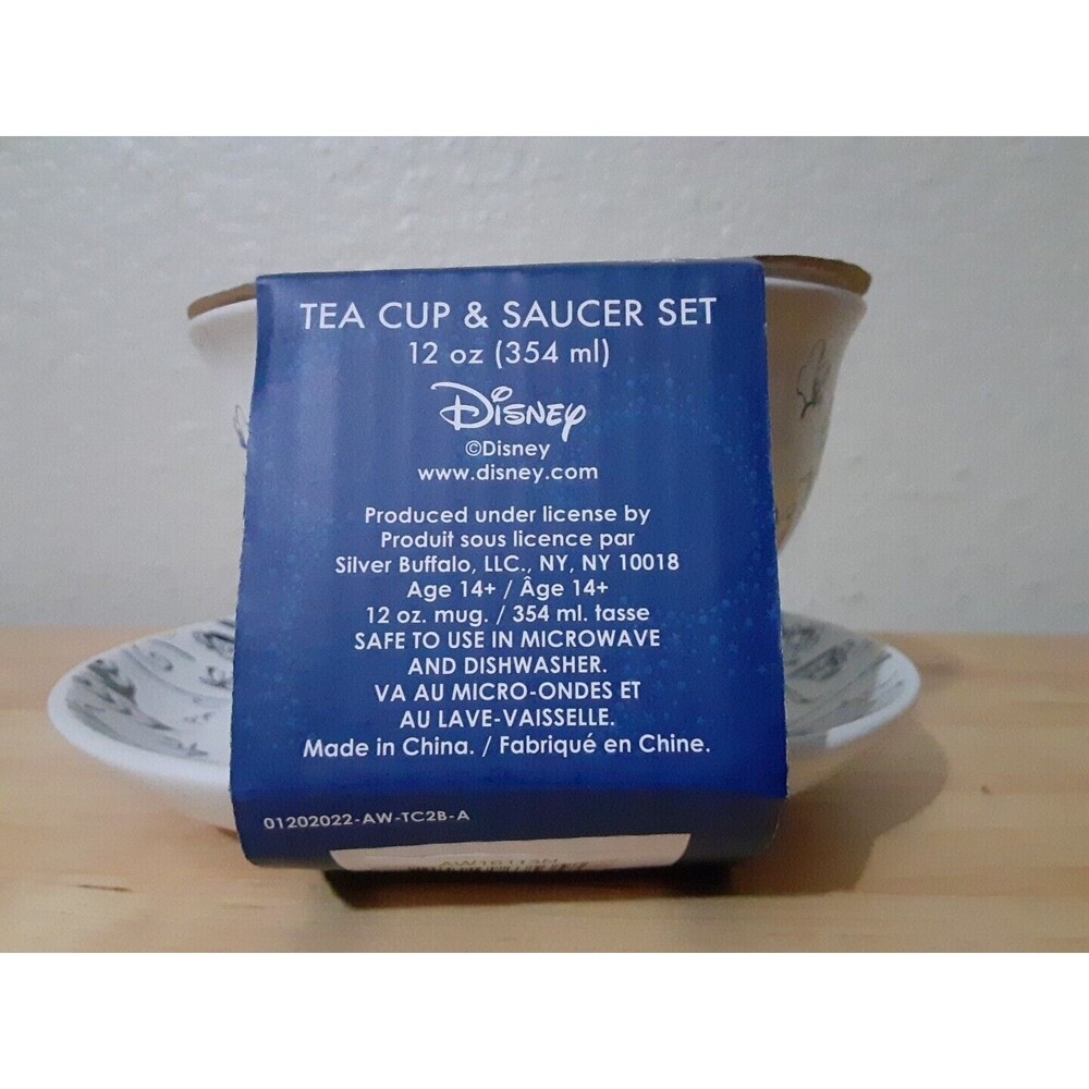 NEW Disney Alice In Wonderland Floral Sketch Tea Cup Saucer Set Ceramic 12oz - Picture 3 of 6